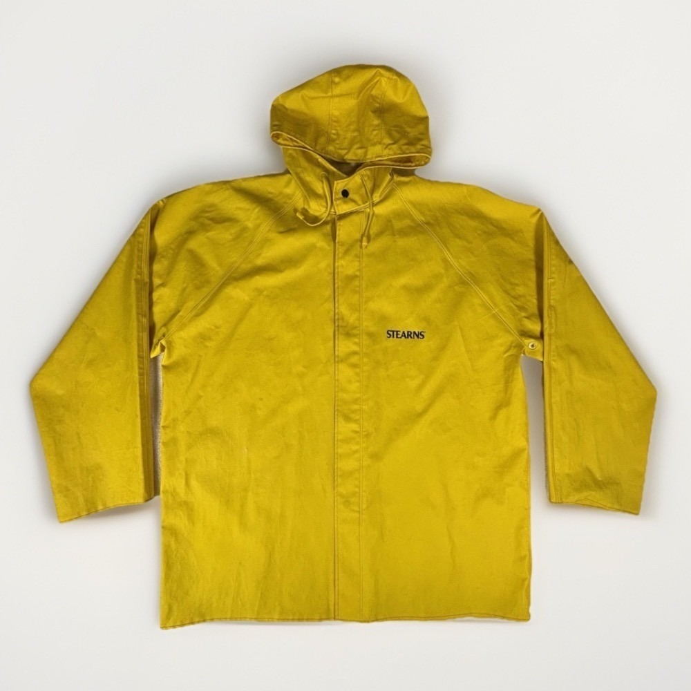 Stearns‎ Rain Jacket Mens XL Yellow Hooded PVC Slicker Waterproof Workwear Coat